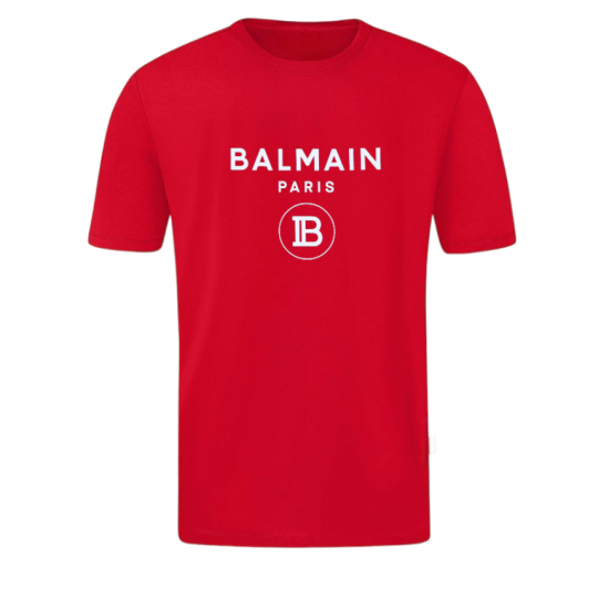 T-SHIRT 100% ΒΑΜΒΑΚΙ ΜΕ LOGO - ΚΟΚΚΙΝΟ- BALMAIN T-SHIRT 100% ΒΑΜΒΑΚΙ ΜΕ LOGO - ΚΟΚΚΙΝΟ- BALMAIN
